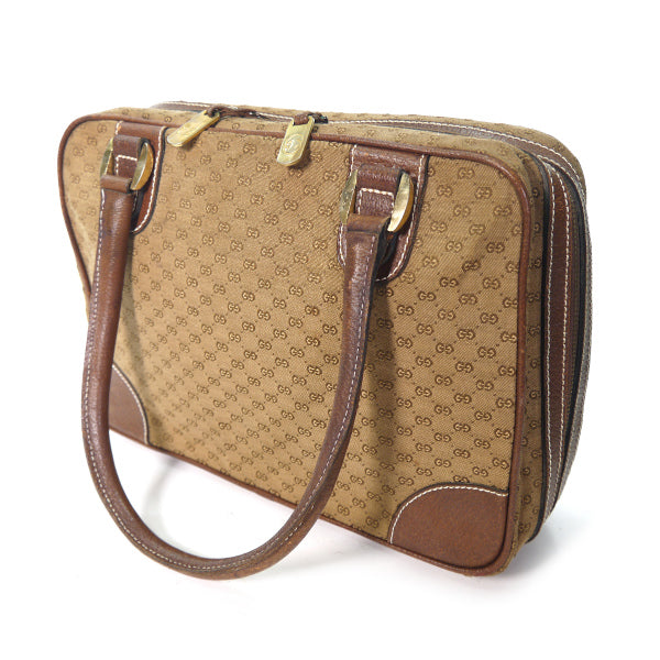 OLD Gucci メキシコ製!!希少マイクロGGジャガード ミニボストン（茶）