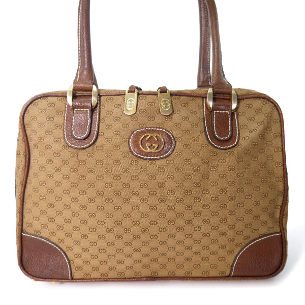 OLD Gucci メキシコ製!!希少マイクロGGジャガード ミニボストン（茶）