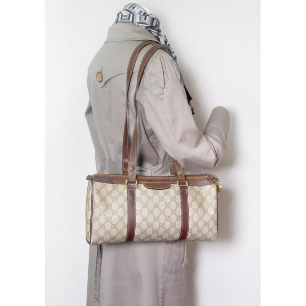 OLD Gucci　2WAYドラム型ミニボストン（茶）