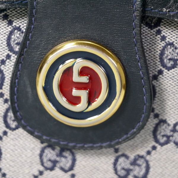 OLD Gucci 70s希少!ボックス型2WAYジャガードショルダー（青）