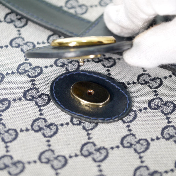 OLD Gucci 70s希少!ボックス型2WAYジャガードショルダー（青）