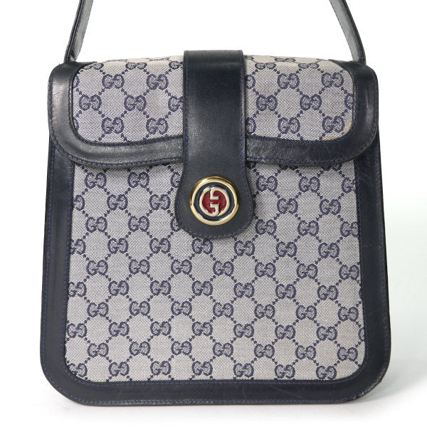 OLD Gucci 70s希少!ボックス型2WAYジャガードショルダー（青）