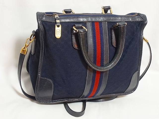 OLD Gucci 　おまけ付！ミニボストン(青キャンパス）