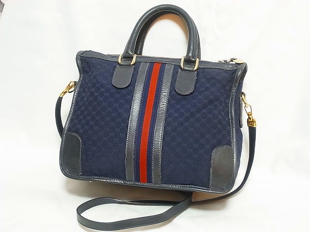 OLD Gucci 　おまけ付！ミニボストン(青キャンパス）