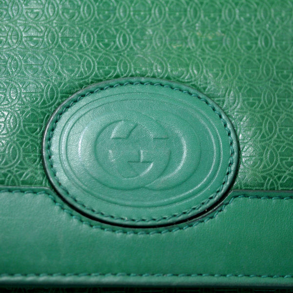 OLD Gucci　GG型押し A4ショルダーバッグ（緑）