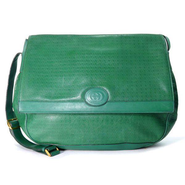 OLD Gucci　GG型押し A4ショルダーバッグ（緑）