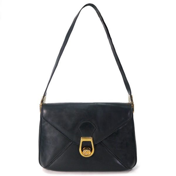 OLD Gucci　総革GG金具レターカットショルダー（黒）