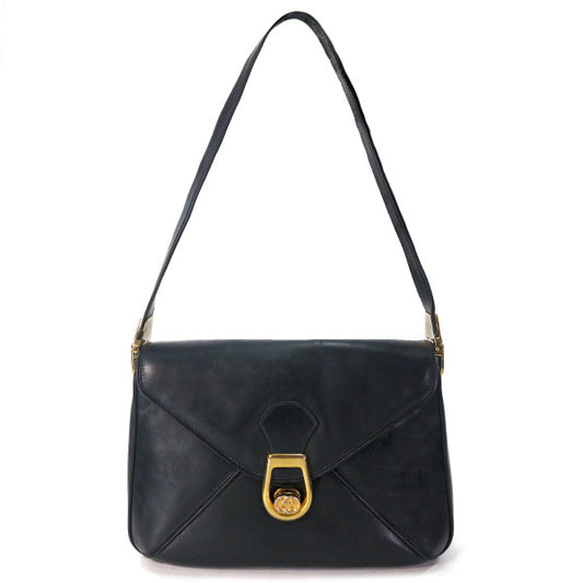 OLD Gucci　総革GG金具レターカットショルダー（黒）