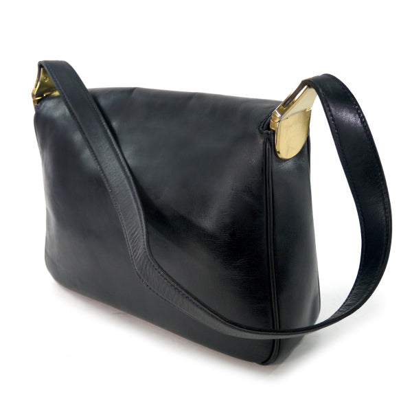 OLD Gucci　総革GG金具レターカットショルダー（黒）