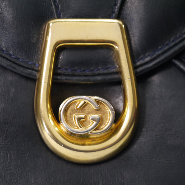 OLD Gucci　総革GG金具レターカットショルダー（黒）