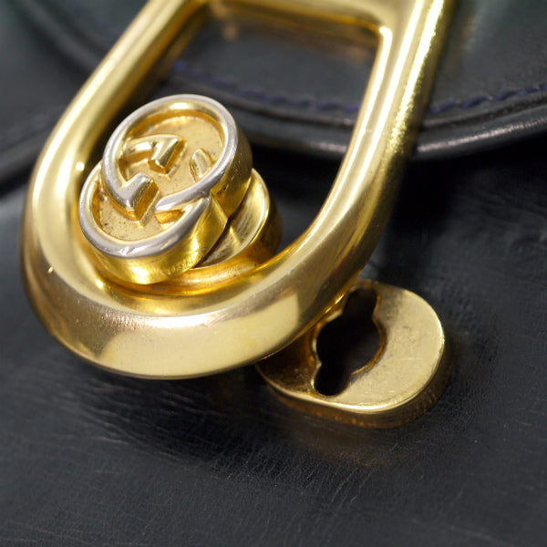 OLD Gucci　総革GG金具レターカットショルダー（黒）