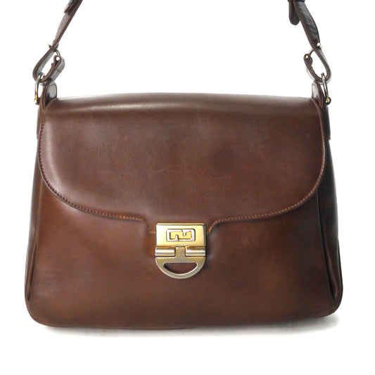 OLD Gucci　総革GGロック金具2WAYショルダー（濃茶）