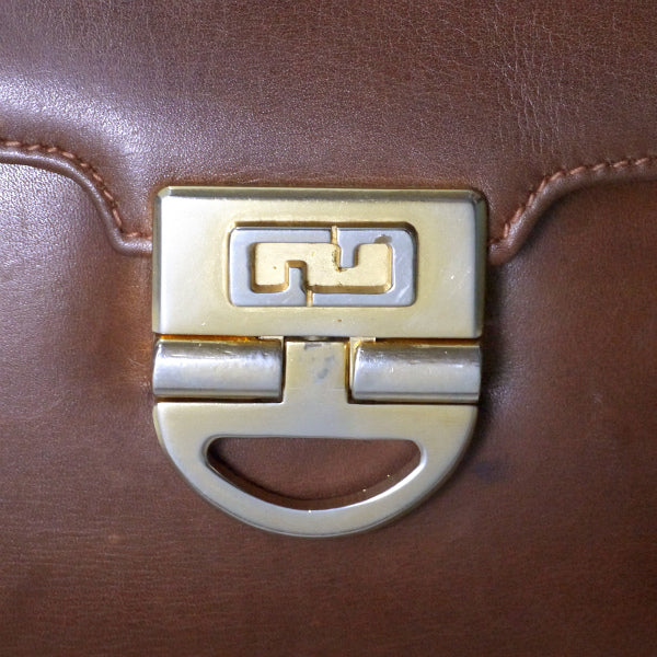OLD Gucci　総革GGロック金具2WAYショルダー（濃茶）