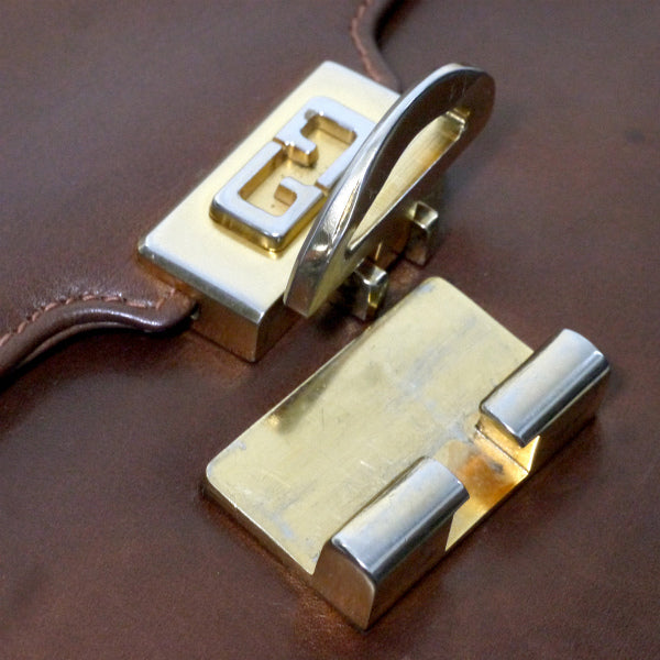 OLD Gucci　総革GGロック金具2WAYショルダー（濃茶）