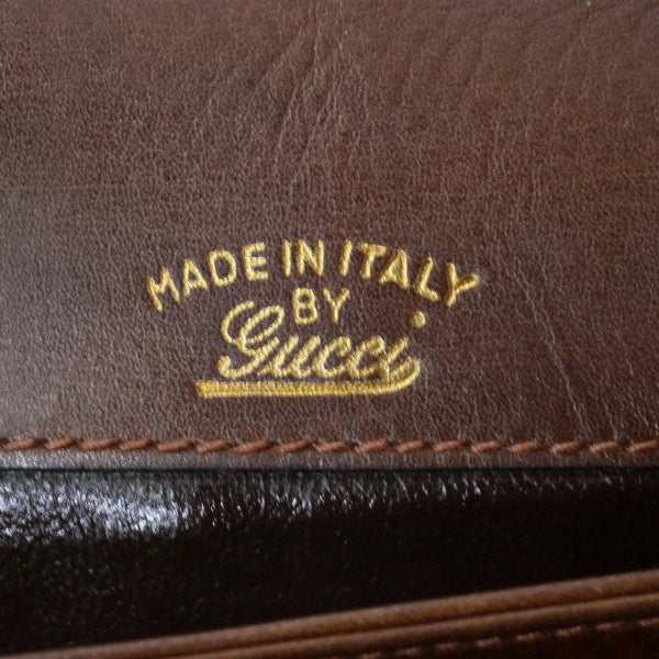 OLD Gucci　総革GGロック金具2WAYショルダー（濃茶）