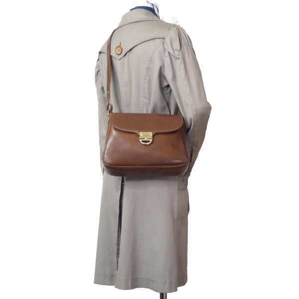 OLD Gucci　総革GGロック金具2WAYショルダー（濃茶）