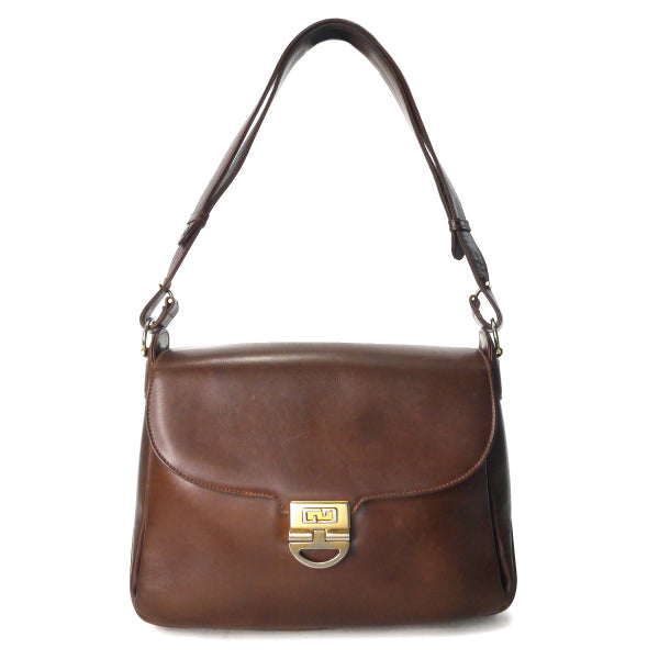 OLD Gucci　総革GGロック金具2WAYショルダー（濃茶）