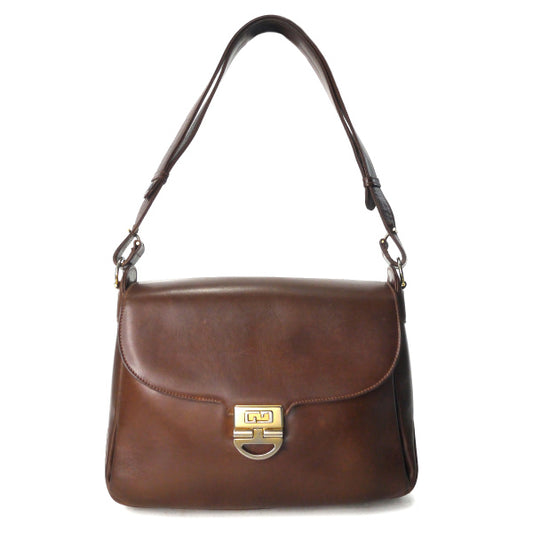 OLD Gucci　総革GGロック金具2WAYショルダー（濃茶）