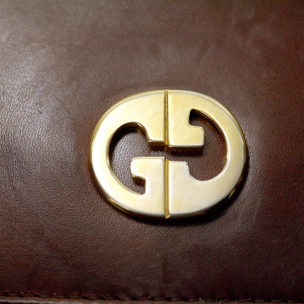OLD Gucci　総革GG金具2WAYショルダー（濃茶）