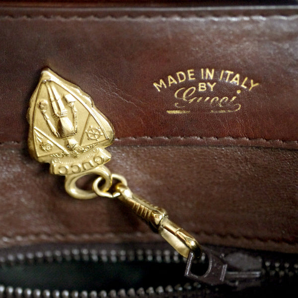 OLD Gucci　総革GG金具2WAYショルダー（濃茶）