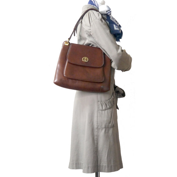 OLD Gucci　総革GG金具2WAYショルダー（濃茶）