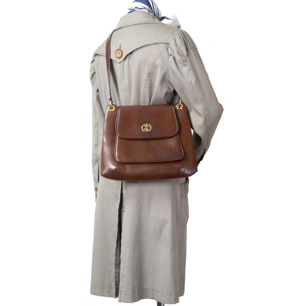 OLD Gucci　総革GG金具2WAYショルダー（濃茶）
