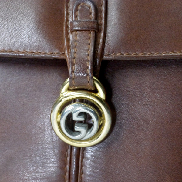 OLD Gucci　総革GG金具スクエアミニショルダー（濃茶）