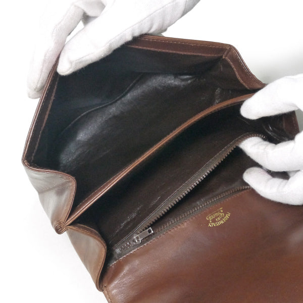 OLD Gucci　総革GG金具スクエアミニショルダー（濃茶）