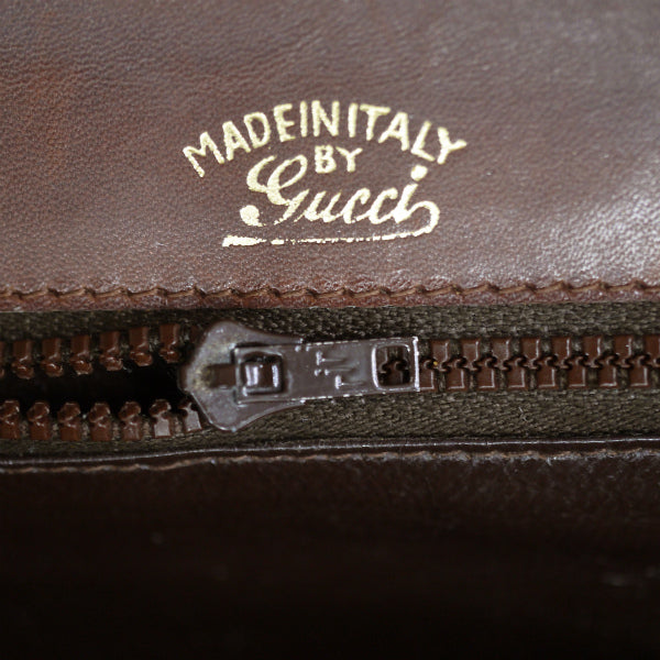 OLD Gucci　総革GG金具スクエアミニショルダー（濃茶）
