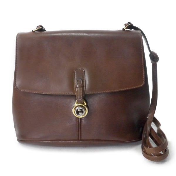 OLD Gucci　総革GG金具スクエアミニショルダー（濃茶）