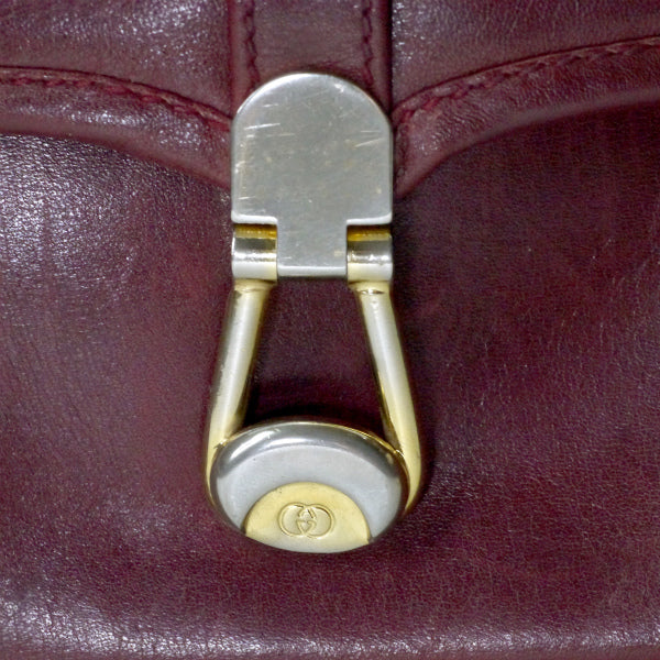 OLD Gucci バーガンディ カーフレザー ショルダーバッグ