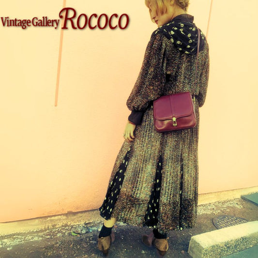 OLD Gucci バーガンディ カーフレザー ショルダーバッグ