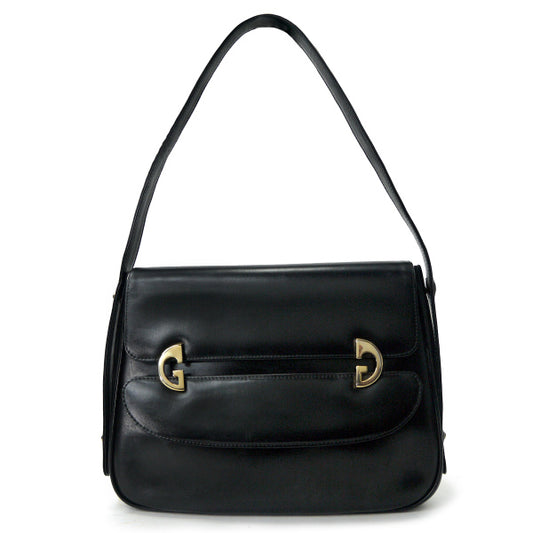 OLD Gucci　総革G金具フラップ2WAYショルダー（黒）