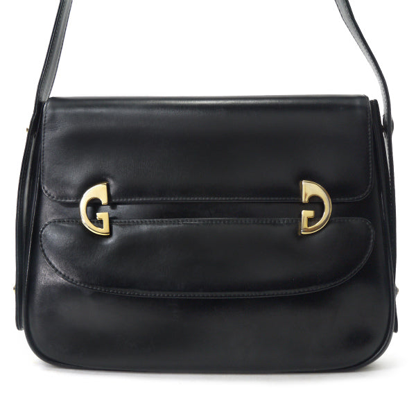 OLD Gucci　総革G金具フラップ2WAYショルダー（黒）