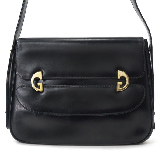 OLD Gucci　総革G金具フラップ2WAYショルダー（黒）