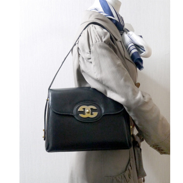 OLD Gucci　総革ビッグGG金具2WAYショルダー（黒）
