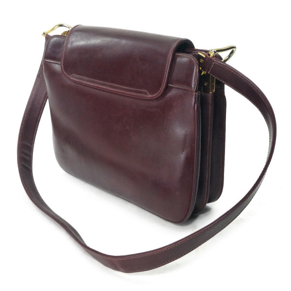 OLD Gucci　総革ロゴ金具スクエアショルダー（ボルドー）