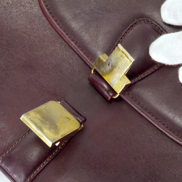 OLD Gucci　総革ロゴ金具スクエアショルダー（ボルドー）