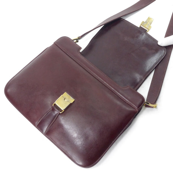OLD Gucci　総革ロゴ金具スクエアショルダー（ボルドー）