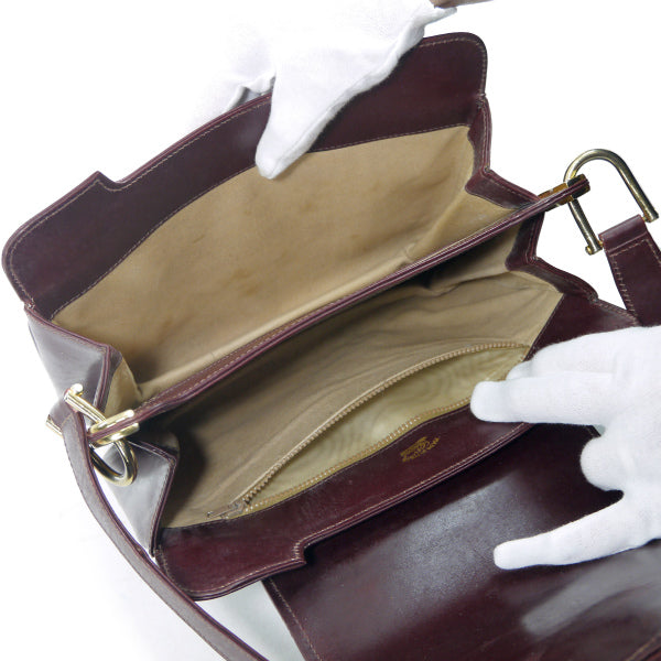 OLD Gucci　総革ロゴ金具スクエアショルダー（ボルドー）