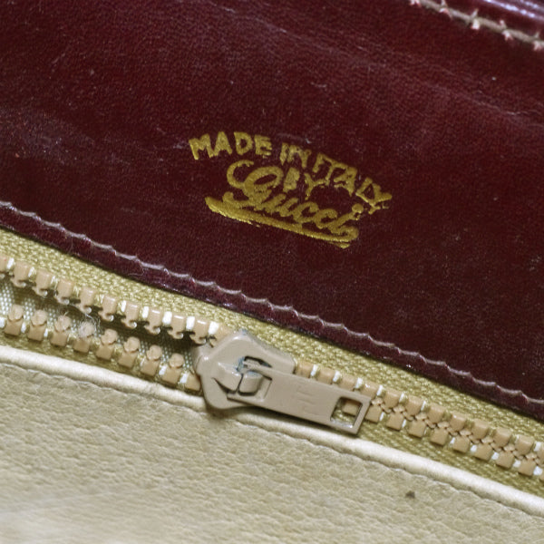 OLD Gucci　総革ロゴ金具スクエアショルダー（ボルドー）