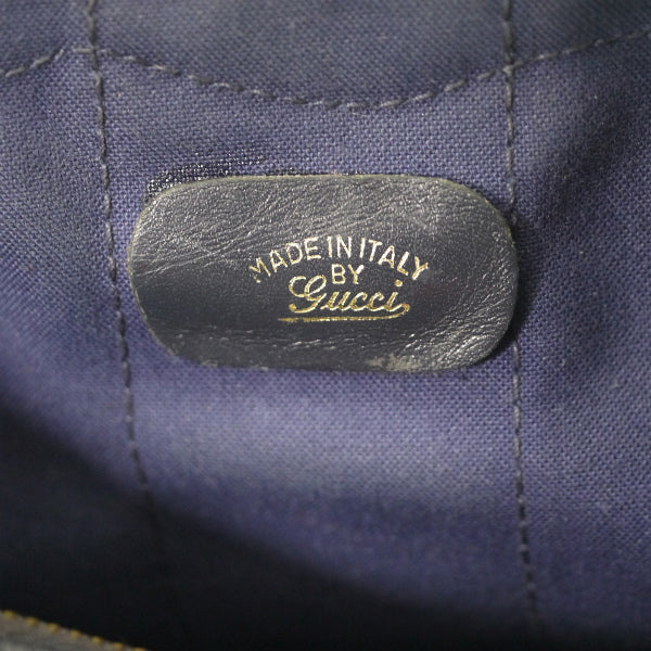 OLD Gucci 革2本シェリーラインボストン（青・中）