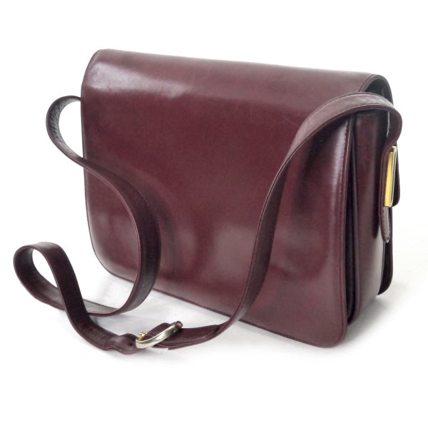 OLD Gucci　70s総革GGロゴショルダー（ボルドー）