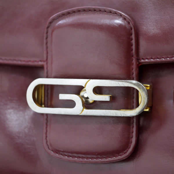 OLD Gucci　70s総革GGロゴショルダー（ボルドー）