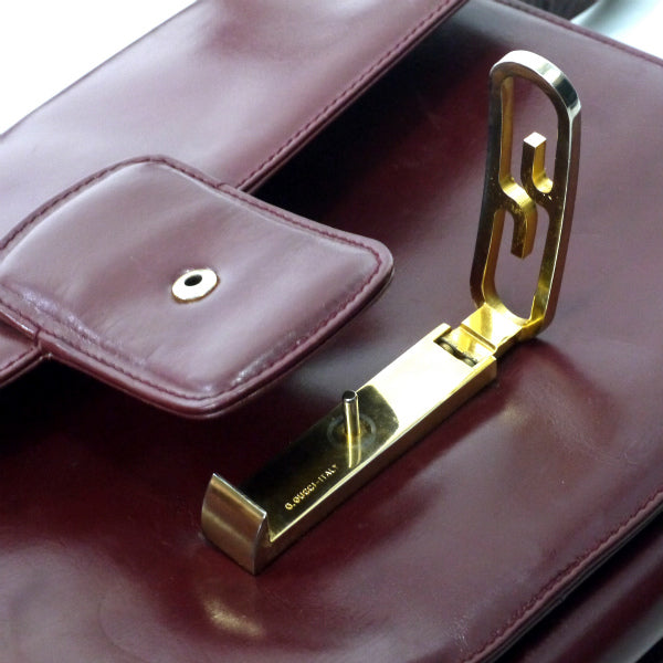 OLD Gucci　70s総革GGロゴショルダー（ボルドー）