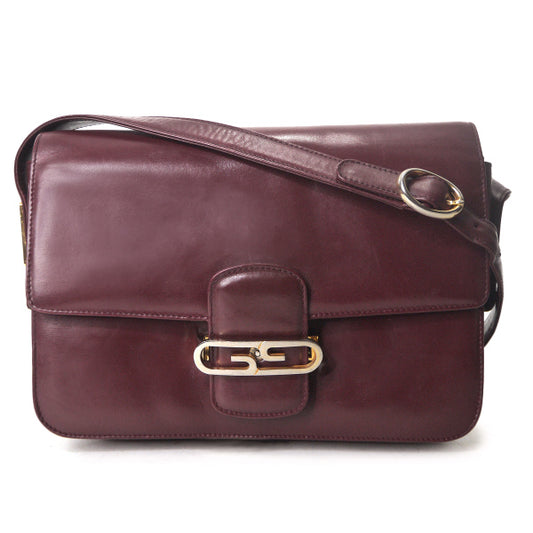 OLD Gucci　70s総革GGロゴショルダー（ボルドー）