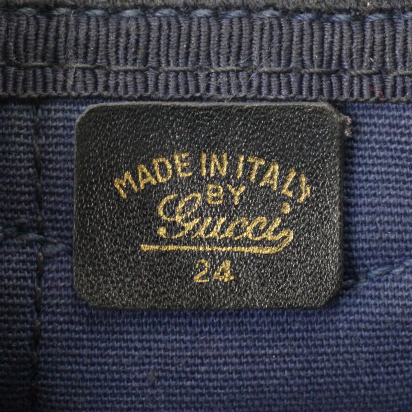 OLD Gucci 革2本シェリー ジャガードボストン（青/中）