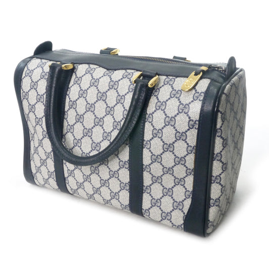 OLD Gucci 革ラインシンプルボストン（青・中）