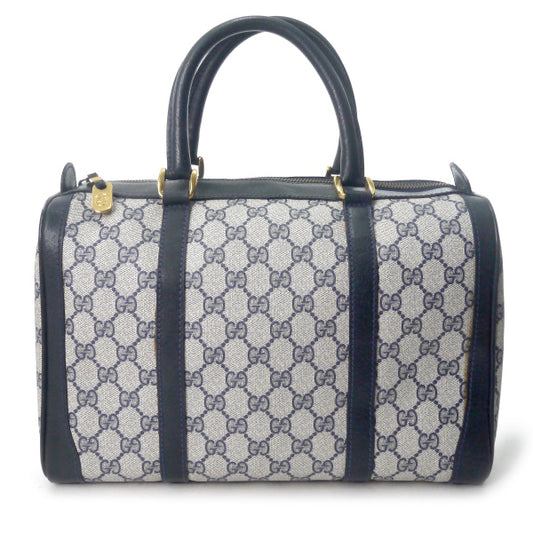 OLD Gucci 革ラインシンプルボストン（青・中）