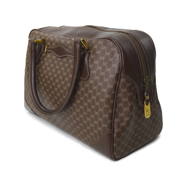 OLD Gucci　レア！筆記体ロゴ×マイクロＧＧボストン（茶）